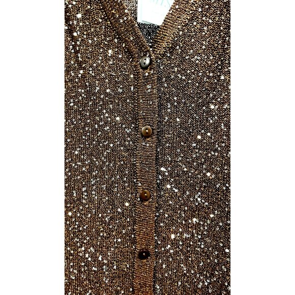 Misa Los Angeles Rafael Brown Sequin Button-Down Maxi Dress Cardigan Medium NWT - Picture 6 of 7